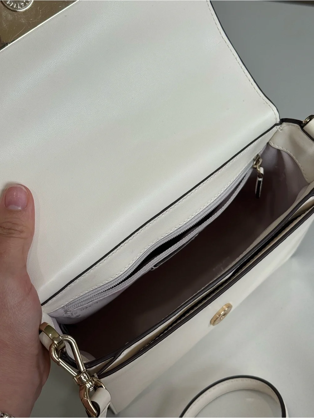 kate spade Cream Leather Top-Handle Satchel with Gold Hardware